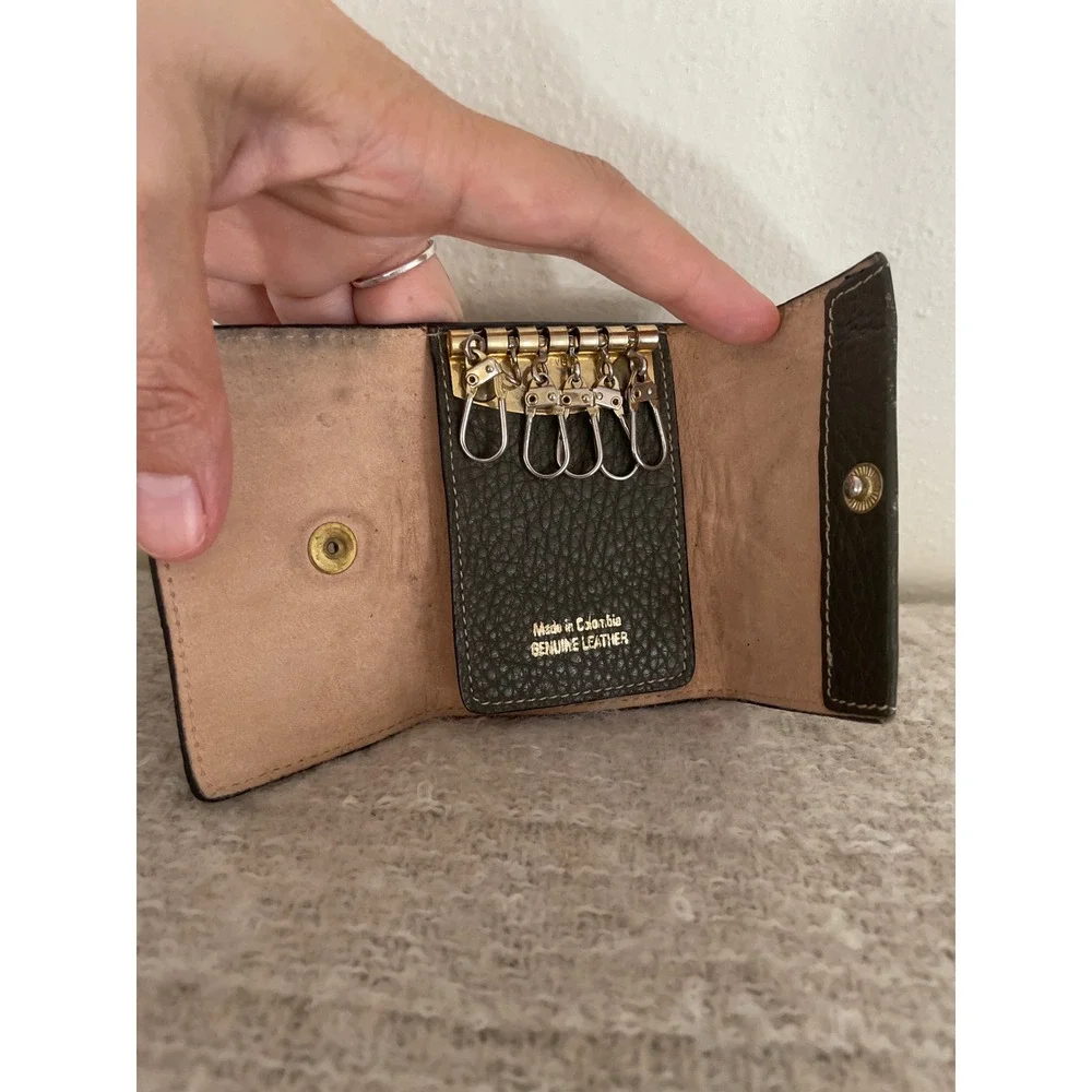LAND Leather vintage Key Wallet Clips 5 keys holder made in Columbia green brown